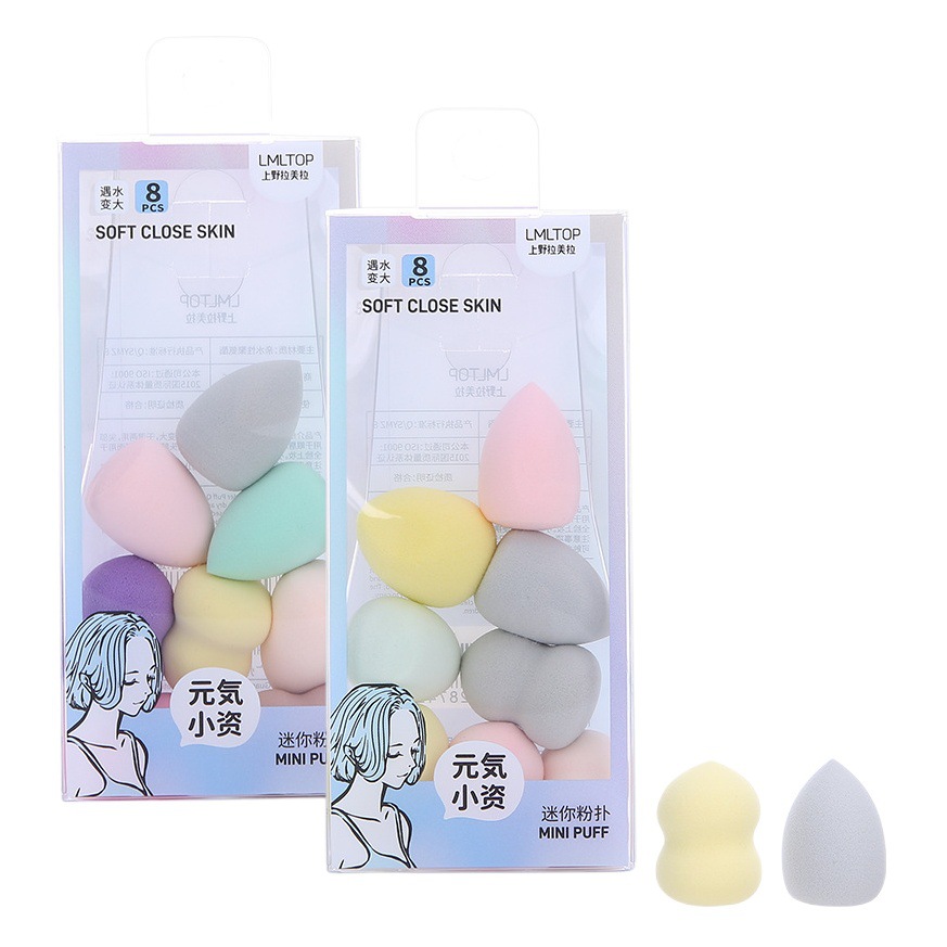 Lmltop color mezclado mini puff 8 paquete mini gota de agua maquillaje belleza huevo traje top-033