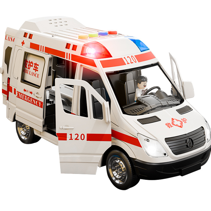 120 niños ambulancia juguete niños y niñas modelo de coche médico de gran tamaño camión de bomberos simulación coche de policía