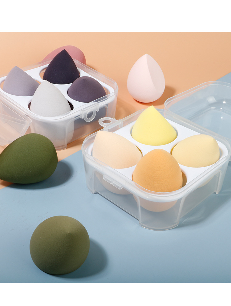 4 Pieces Of Makeup Egg Carton Powder Puff For Wet And Dry Dual-use Purposes display picture 1