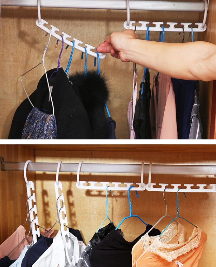 Hanger Eight-in-one Multifunctional Plastic Storage Hanger Five Holes 8 Pack display picture 3