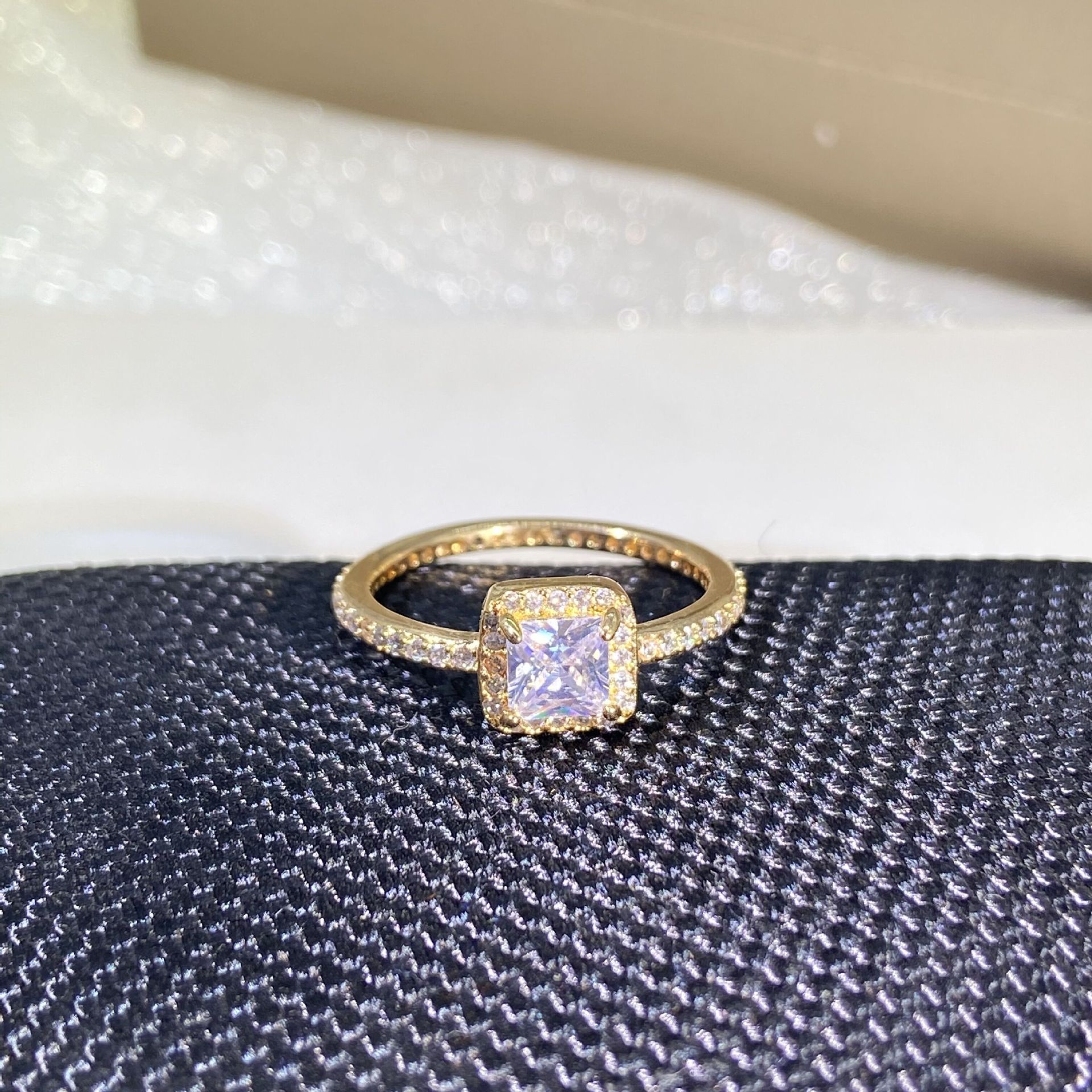 Champagne Color Princess Cut Ring