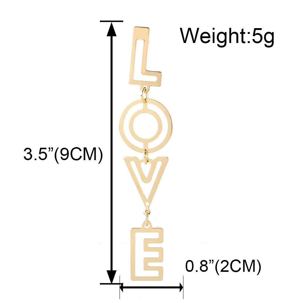 retro style hollow LOVE letter earrings wholesale Nihaojewelry