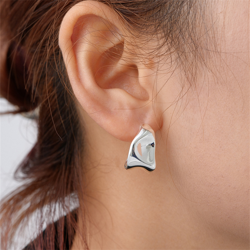 1 Pair Simple Style Geometric Plating Stainless Steel Hoop Earrings Drop Earrings display picture 5