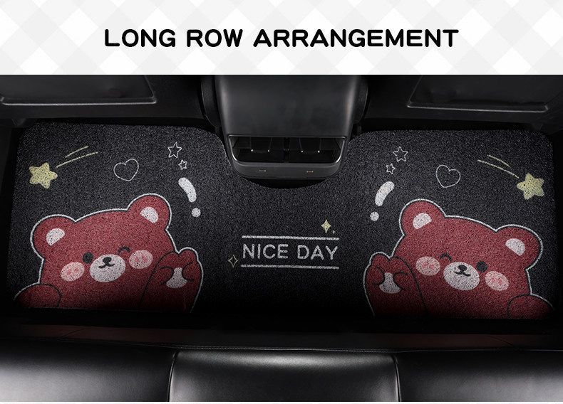 Universal Wire Loop Car Floor Mat, Cartoon Cute Design, Dust-Removing, Easy to Maintain, Wear-Resistant, Dirt-Resistant, Single-Piece Carpet for the Car Interior