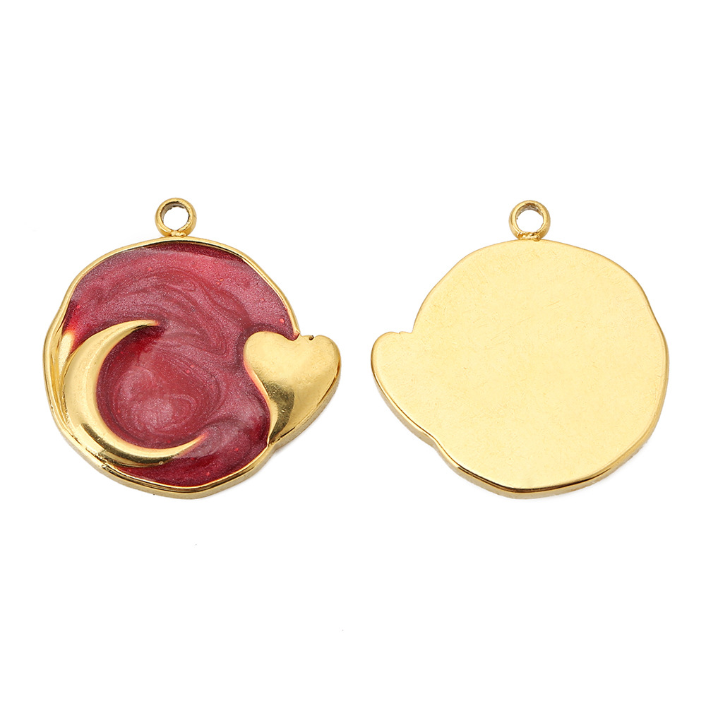 Polished Finish 5 PCS/Package 17*17mm Hole 1~1.9mm 304 Stainless Steel Moon Heart Shape Polished Pendant