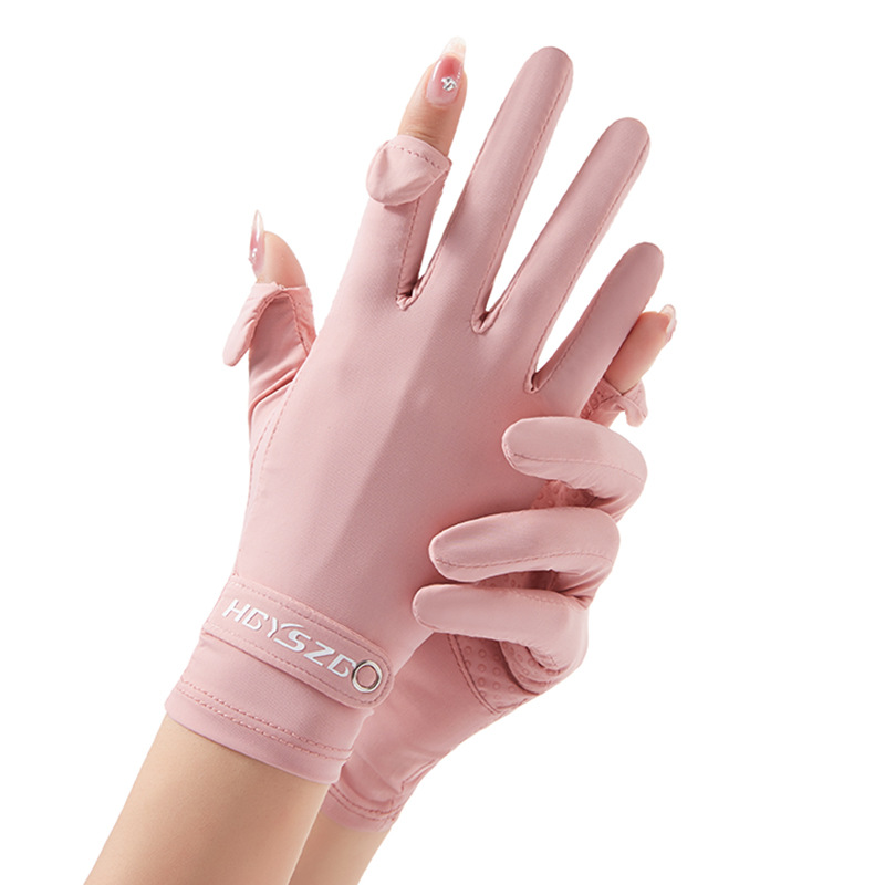 Guantes de protección solar de seda de hielo de verano para mujer antideslizantes de alta elasticidad pantalla táctil transpirable conducción al aire libre guantes de protección UV