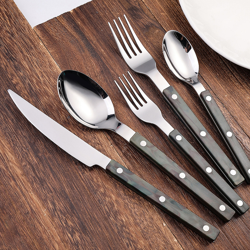 L French Bistro Series Stainless Steel Cutlery Set 304 Clip-On Steak Knife and Fork Spoon Ins Dessert Spoon and Fork