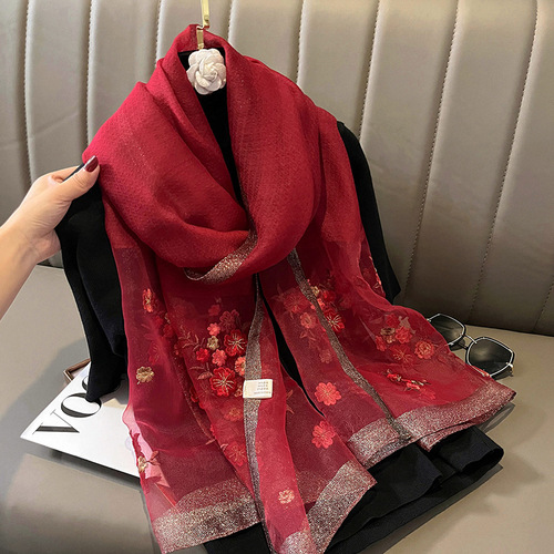  new fashionable silk blended autumn and winter warm scarf, fashionable high-end long shawl, printed scarf for outer wear