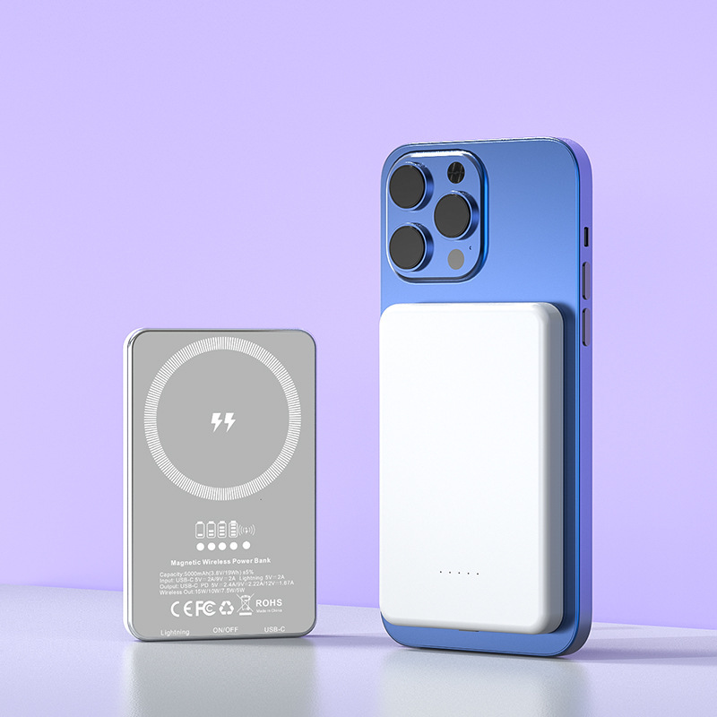 マグセーフ超薄型マグネットワイヤレス充電宝8mmスリーインワン充電式時計イヤホン充電充電式モバイル電源|undefined