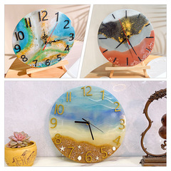 Floral diy round clock glue mold simple clock movement Roman numeral dial ornament silicone mold