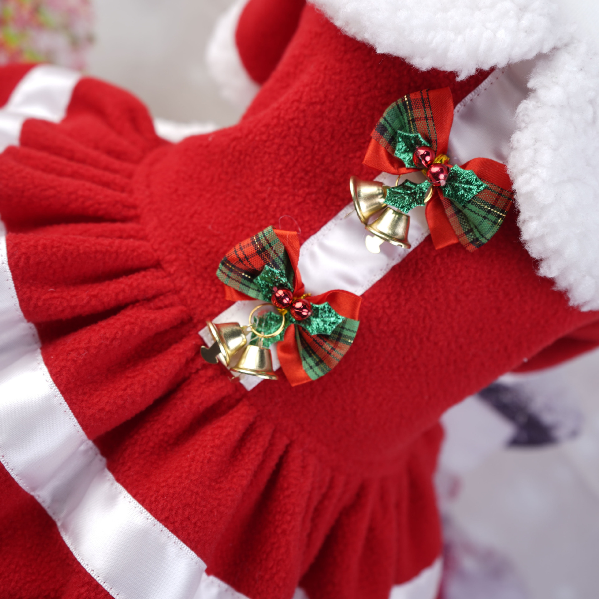 Pet Christmas Clothes Dog Small Dog Christmas Snowflake Santa Claus Plush Thickened Red Holiday New Product display picture 2