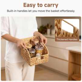 跨境草编收纳筐厨房调料收纳盒客厅遥控器零食收纳筐化妆品收纳篮