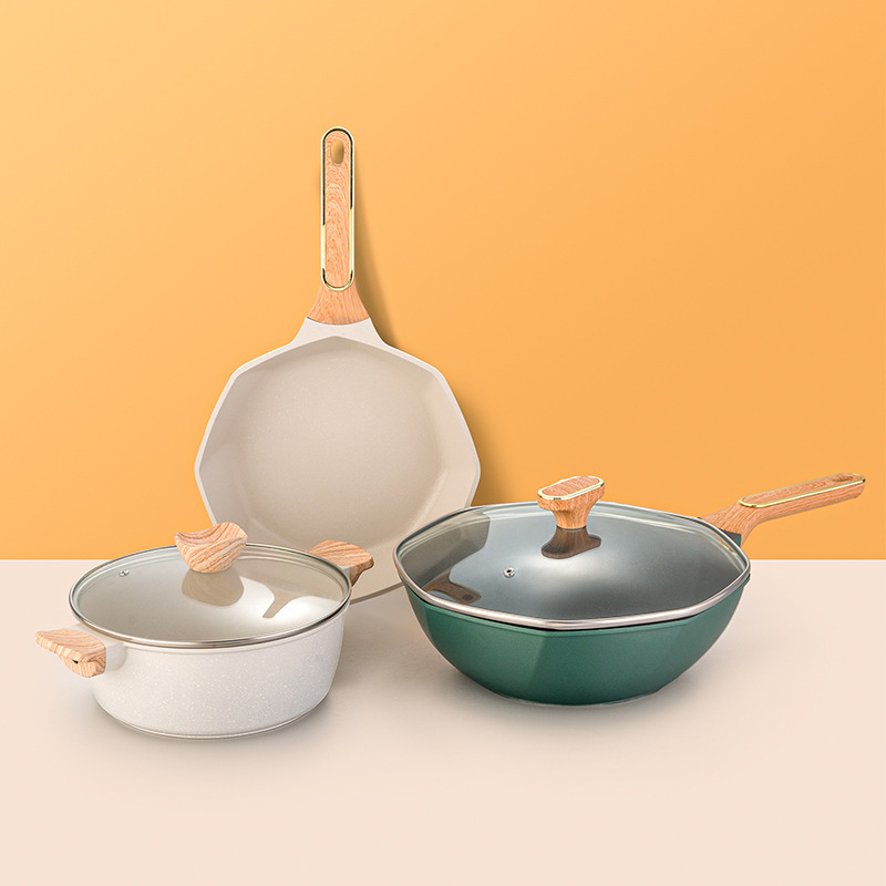 Transfronteriza maifan Piedra sartén antiadherente conjunto completo hogar olla traje sartén sopa olla Cocina de Inducción estufa de gas olla especial