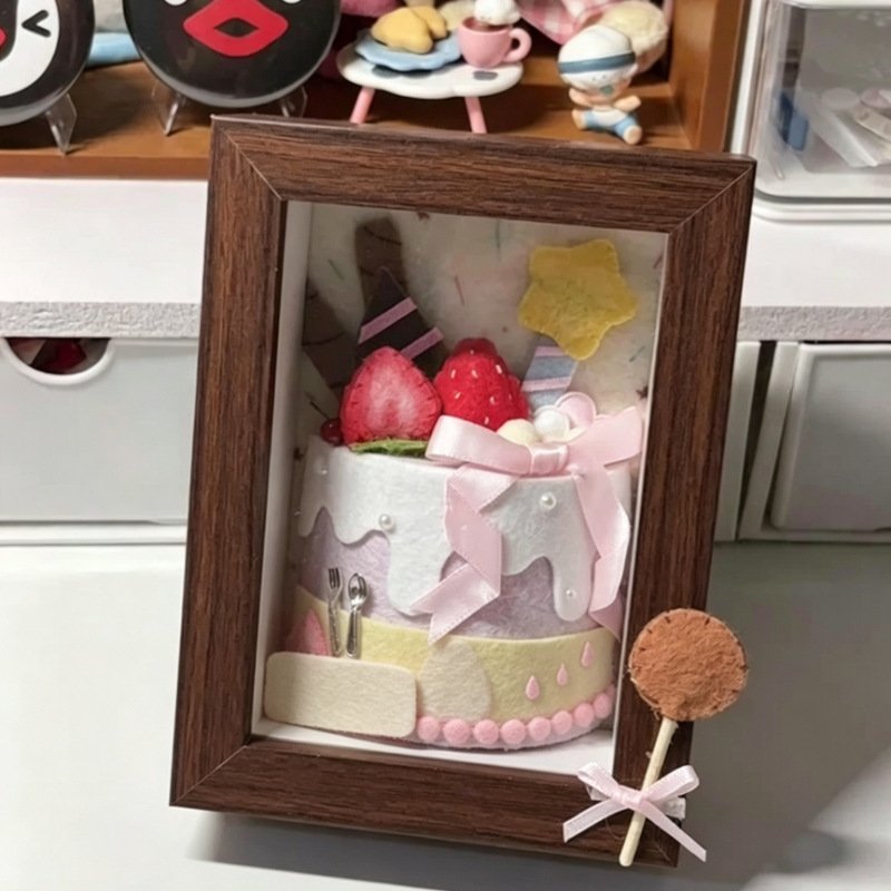 Valentine's Day handmade non-woven fabric cake photo frame DIY material kit, 3D display stand, gift for couples and best friends on their birthday Valentine's Day handmade non-woven fabric cake photo frame DIY material kit, 3D display stand, gift for couples and best friends on their birthday