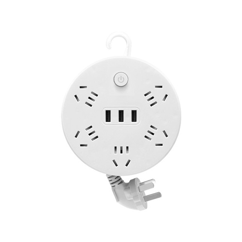 Stowable retractable multi-hole socket with cord plug USB night light multi-function plug strip