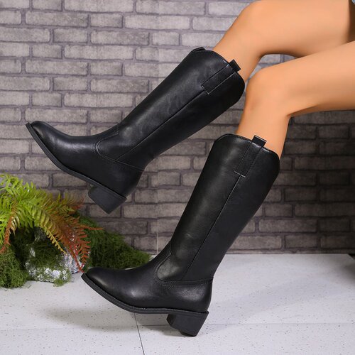 Retro Minimalist Western Boots Autumn European and American Style Small Square Toe Thick Heel Mid-Calf Boots for Men and Women