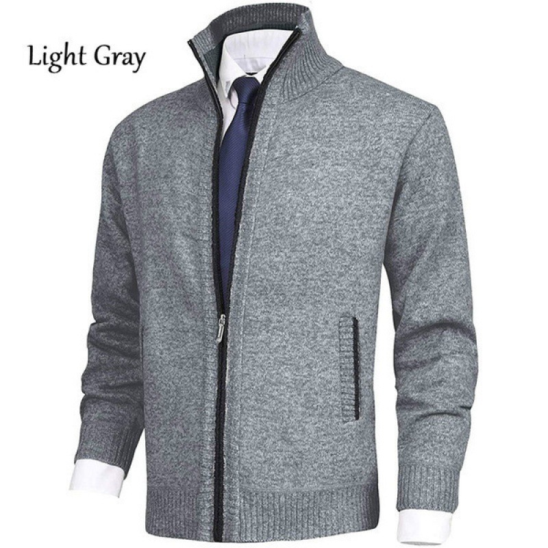 2024 Herbst/Winter Neuer halbhoher Kragenreißverschluss mit samtverdickter Strickjacke Lässiger Fadenpullover Herrenbekleidung_voghion.com
