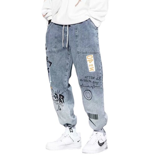 Factory Goods Spring Autumn Hip-Hop Men's Hong Kong Style Trend Brand Loose Streetwear Small Alphabet Print Casual Harlon Pants for Men