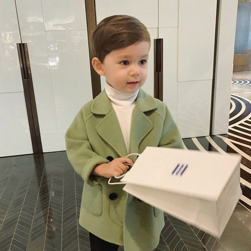  Autumn New Children's Overcoat Boys Stylish Jacket for Medium Children Mid-length Korean Style Overcoat