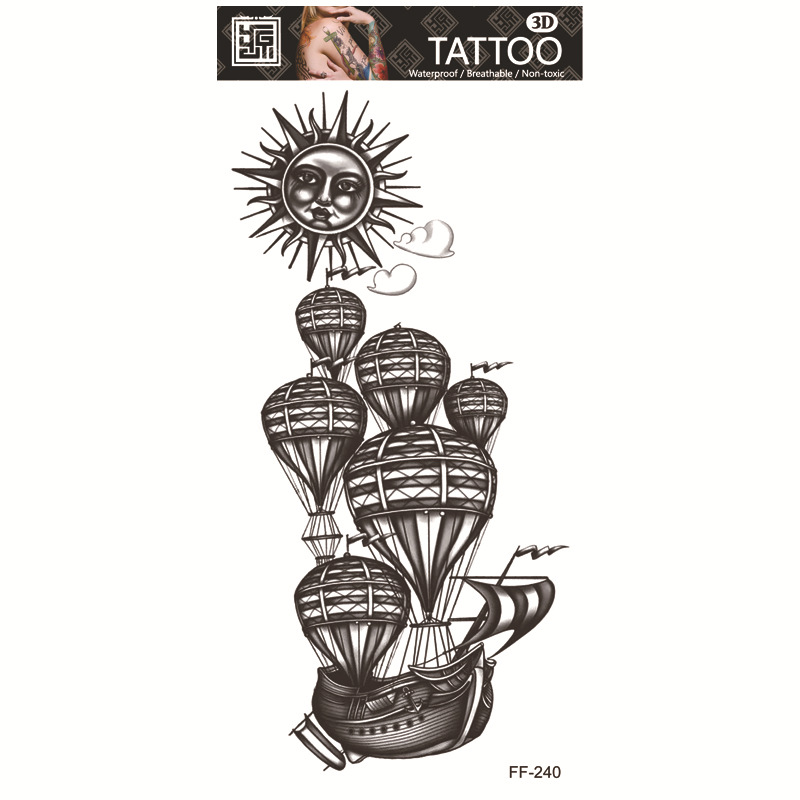 Yuanhua fábrica de pegatinas de tatuaje a prueba de agua en stock al por mayor cabeza de Lobo tótem texto árabe tatuaje pegatinas suministro transfronterizo