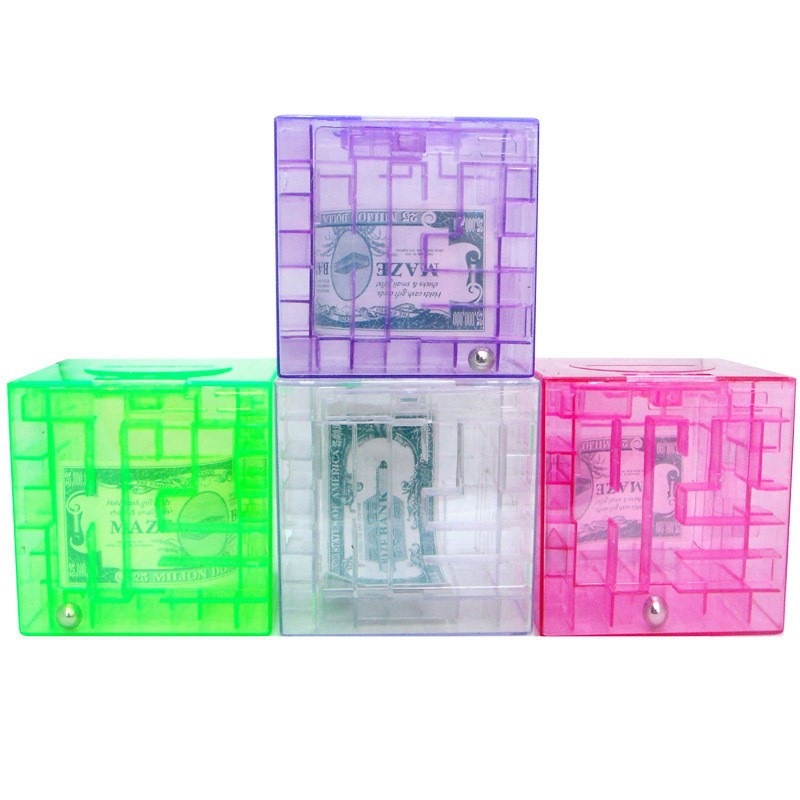Comercio exterior 3D Laberinto Cubo de Rubik alcancía cuentas de inteligencia de los niños rompiendo la puerta alcancía de plástico juguete Laberinto