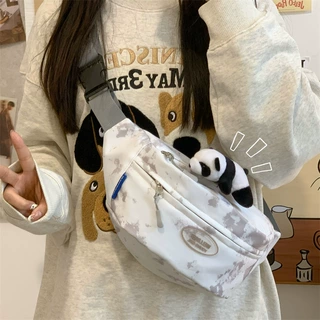 扎染胸包女新款韩版夏季单肩小包百搭女骑行运动夏季腰包潮流包包