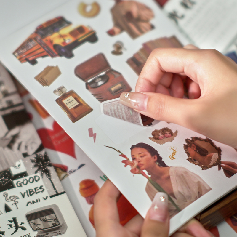 Espuma temprana pegatina libro nostálgico esperanza delgada serie europea y americana ins retro revista diario material DIY pegatinas decorativas