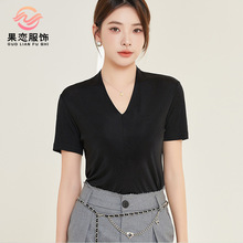 春夏新品桑蚕丝短袖打底衫 真丝T恤女装气质款宽松大码气质款