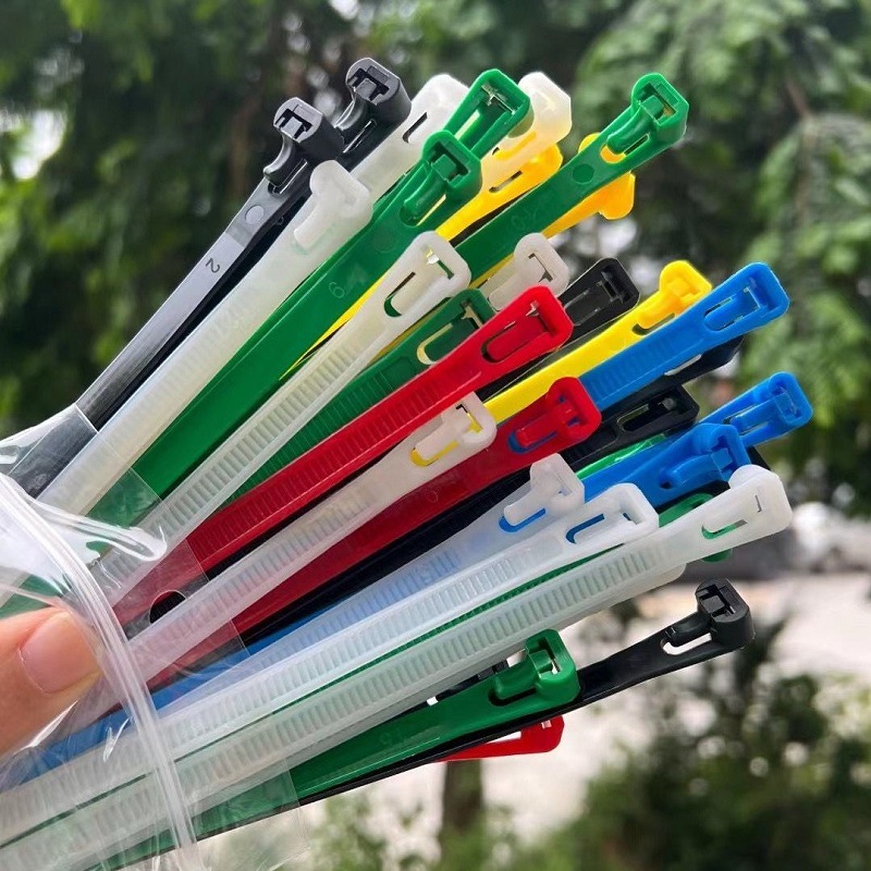 廠家批發可松式塑料束線帶可退式重複使用自鎖式彩色尼龍活扣紮帶