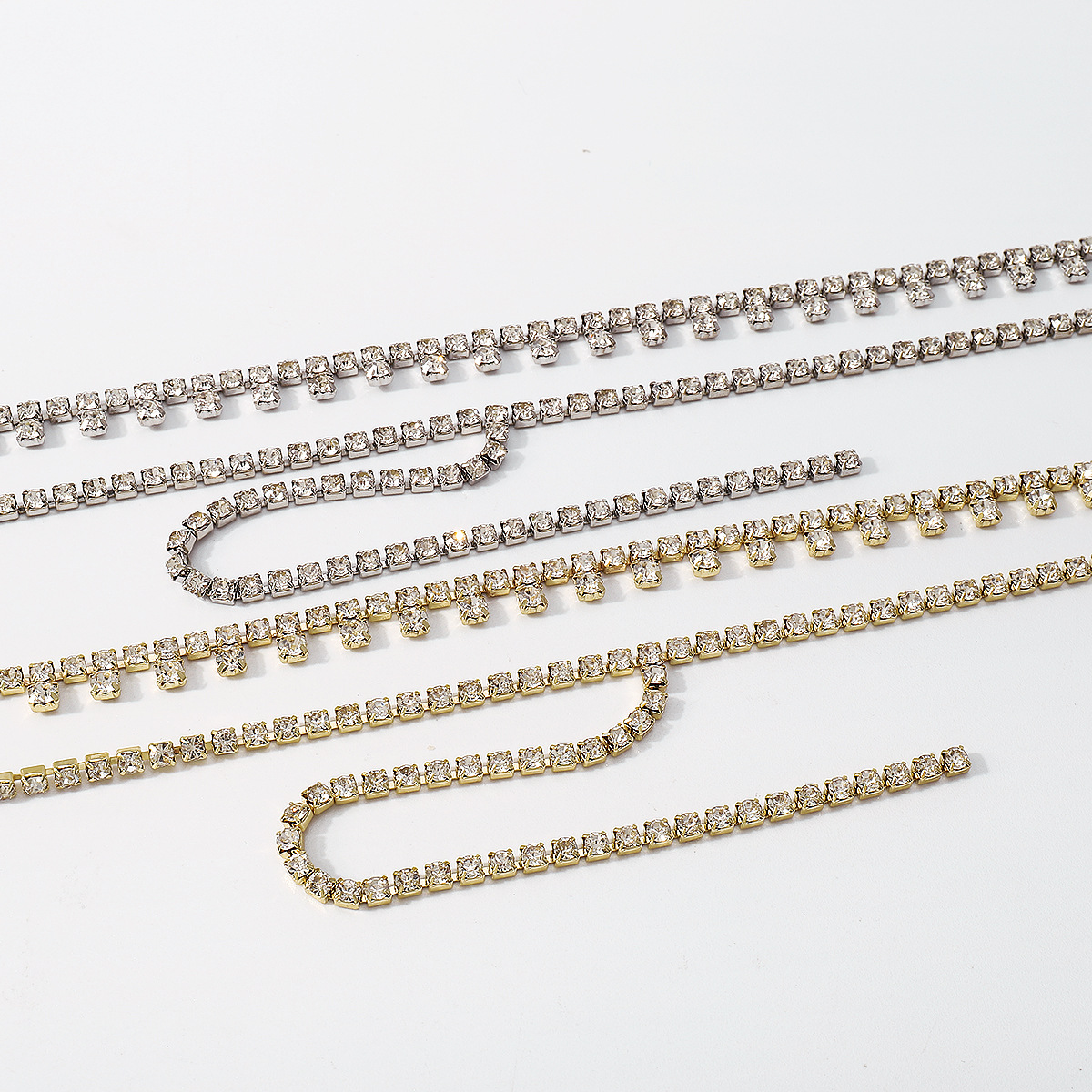 fashion solid color Double Layer long tassel inlaid Rhinestone Necklace