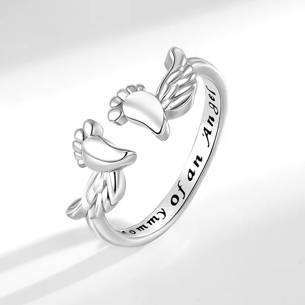 European and American Cross-Border Best-Selling Mom Angel Ring for Women, Sweet, Warm, and Elegant Ring, Baby Footprint Fashion Jewelry