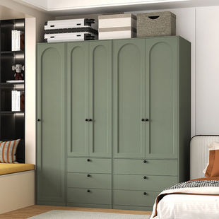 Household Steel Wardrobe Bedroom Small Apartment Iron Hanging Wardrobe Combination Children's Wardrobe Sandwich Cabinet Storage Cabinet