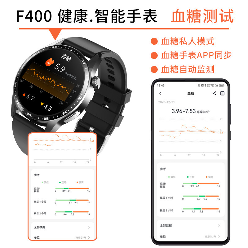 智能健康手表W400心电ECG尿酸血脂血糖SOS高清高色域屏智能手环|undefined