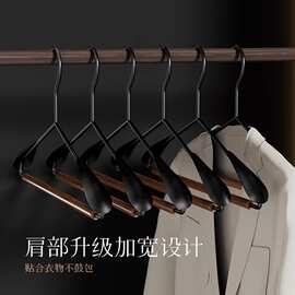 原木铁艺衣架金属质感宽肩衣挂服装店家用裤架多功能轻奢铁木衣架