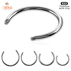 G23 Titanium External Tooth Cone Spherical Titanium Alloy Horse Shank Nose Ring Nose Pin Earring C-Rod Human Piercing Accessory