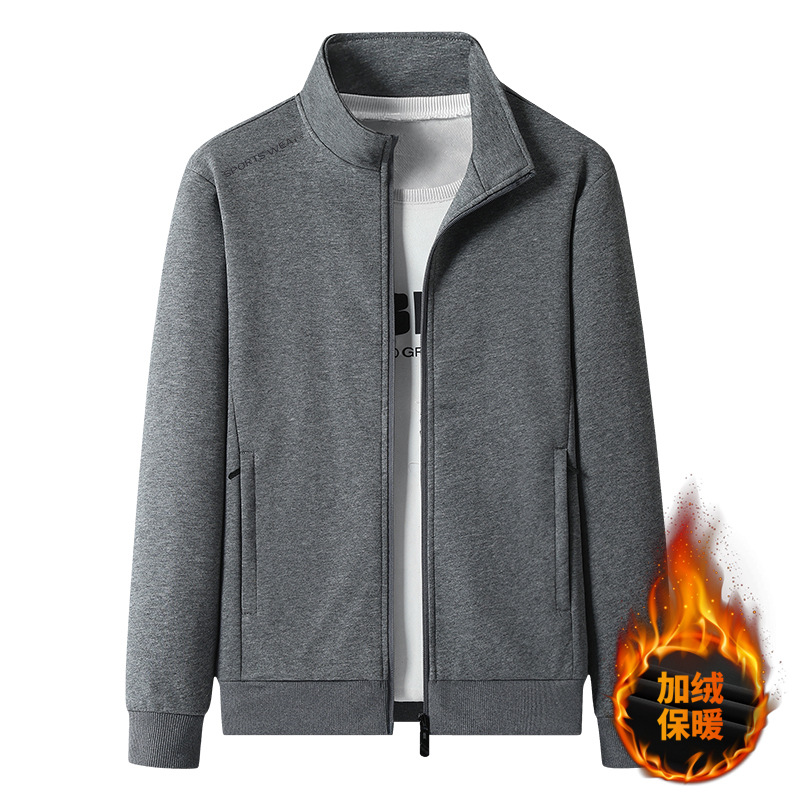 Suéter de algodón para hombres otoño y invierno nuevo estilo de cuello vertical de alta calidad deportes casuales con cremallera cardigan con chaqueta de vello de moda