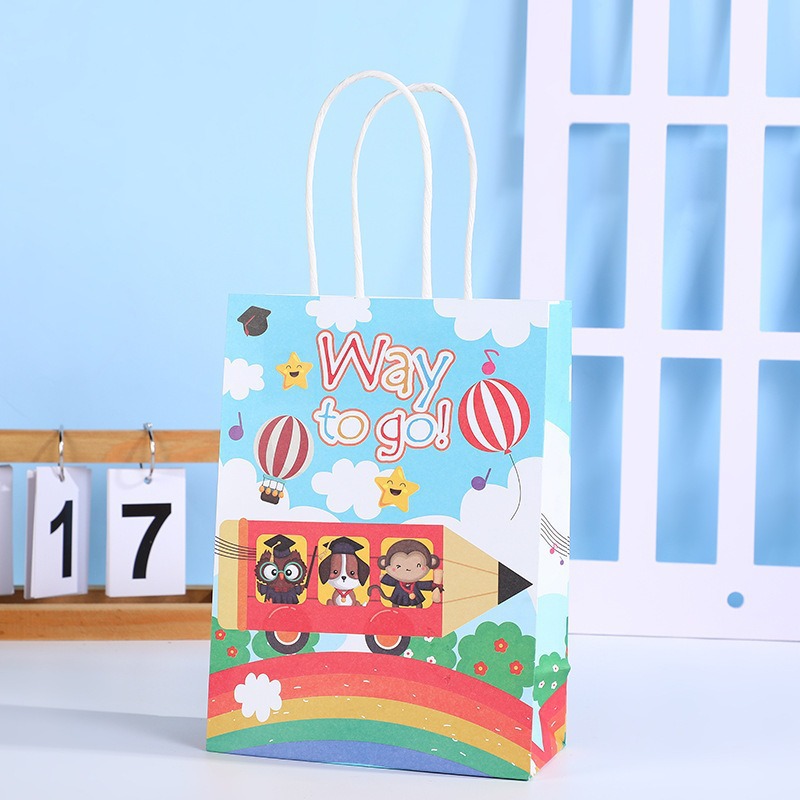Bolsas de regalo de cumpleaños, bolsas de cartón cartón, bolsas de embalaje para llevar, bolsas de embalaje de regalo de fiesta para niños, bolsas de mano