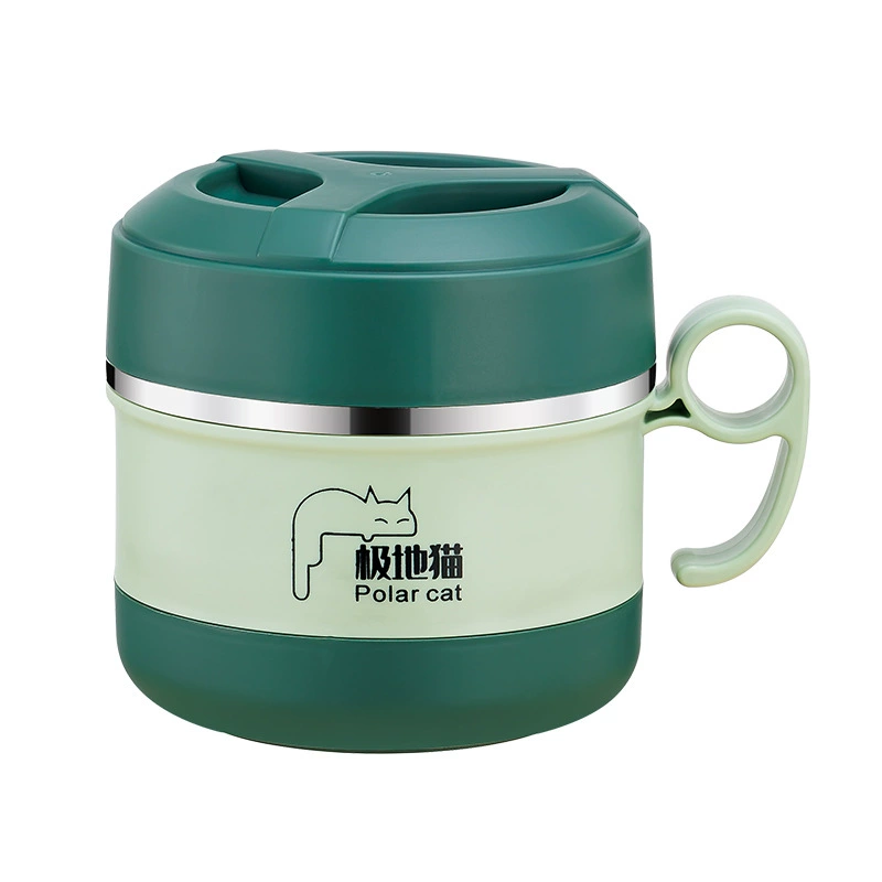 Capacious double-layer thermos stainless steel for students, lunch box, stainless steel AISI 304