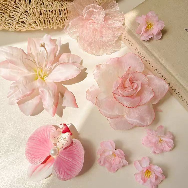 Dreamy Seaside Fairy-Like Pink Butterfly Orchid Flower Hairpin for Women, High-End Side Clip for Photoshoots