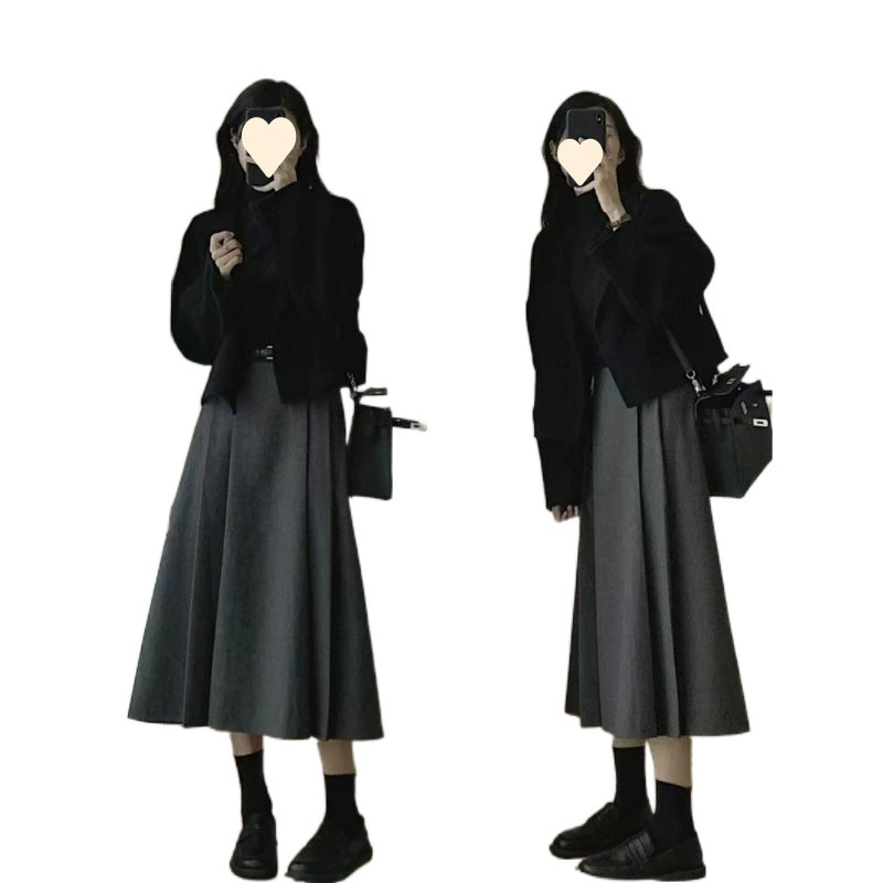 Короткое демисезонное Woolen пальто, куртка, двусторонний кашемировый костюм, увеличенная толщина, для подростков