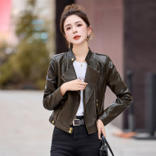 高级感时髦短款女士皮衣秋季新款时尚立领气质百搭海宁真皮皮夹克