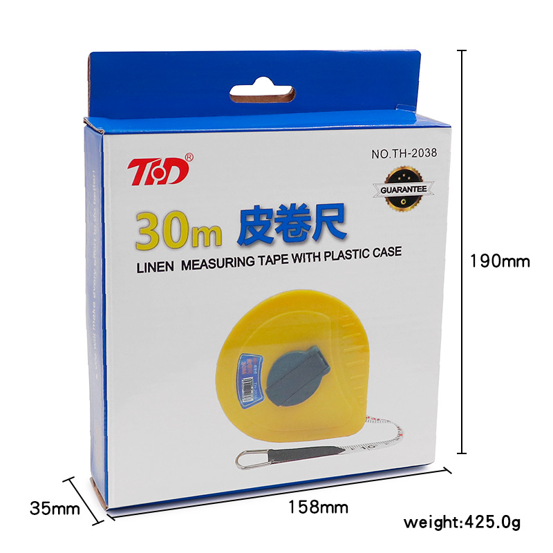 30米纤维皮卷尺皮尺家用软尺测量尺工程精准度高优选材质快速回收