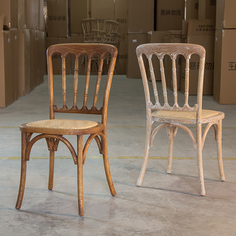 American Solid Wood Dining Chair, Home Backrest Chair, Fully Assembled Rattan Bamboo Chair, Napoleon Chair, Castle Chair, Retro Rattan Chair