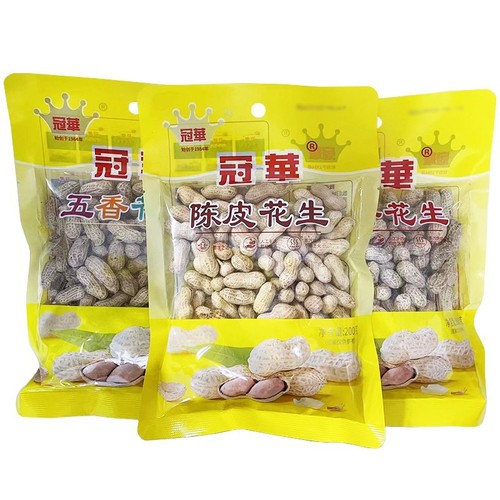 Crown Hua Aged Tangerine Peel Peanuts 200g Five-Spice Salty Licorice Garlic Aroma Roasted Nuts for Drinking Snacks Bagged