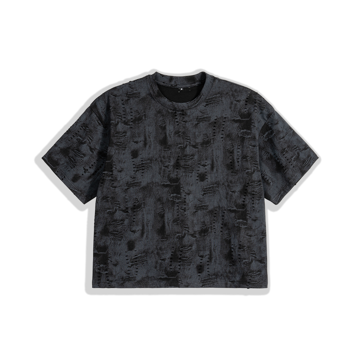 ETAI Hombre| Marca de moda desgastada jeans viento boxy camiseta de hombre de algodón pesado texturas jeans de hombre de manga corta