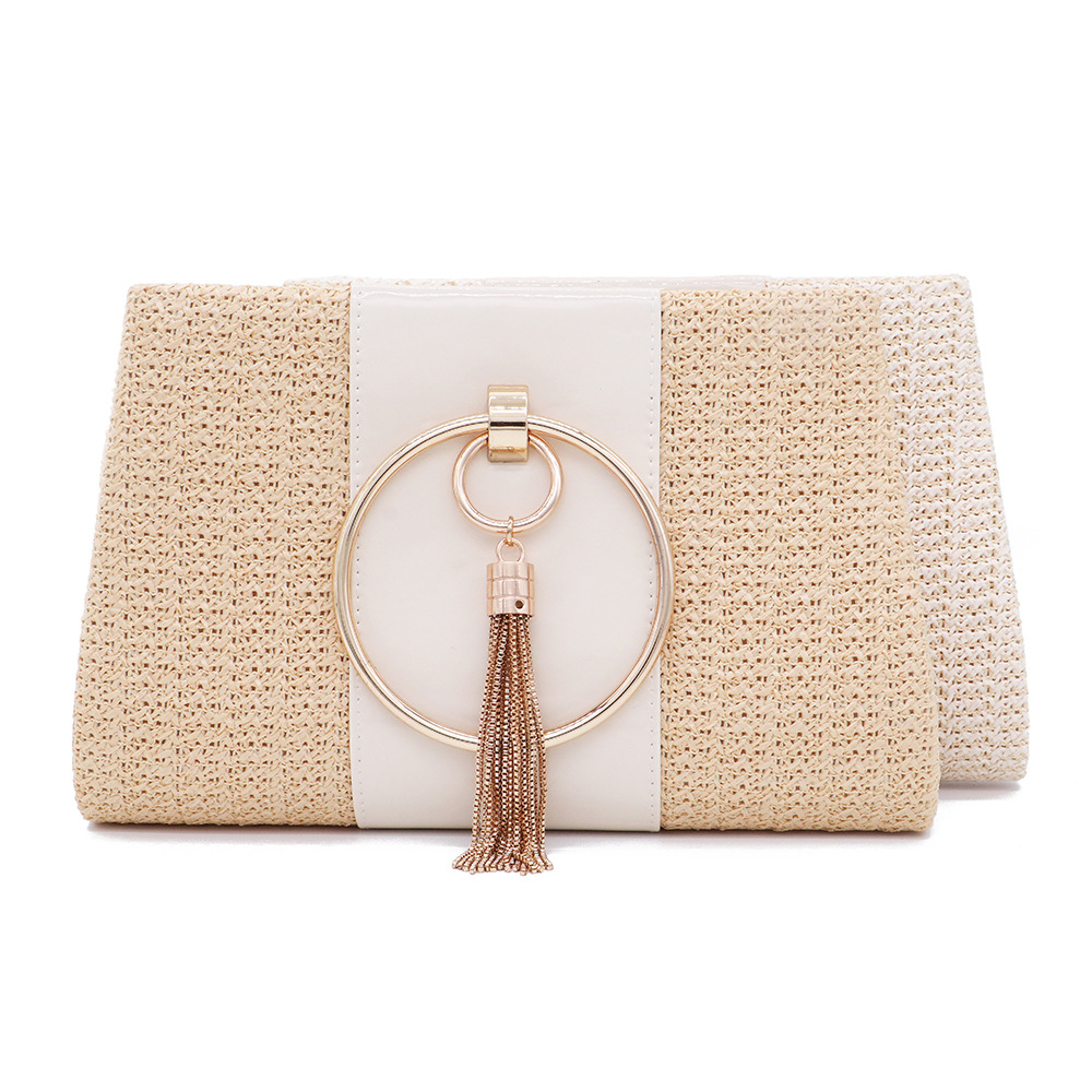 Elegante Abendtasche Aus Geflochtenem Stroh Für Damen_voghion.com