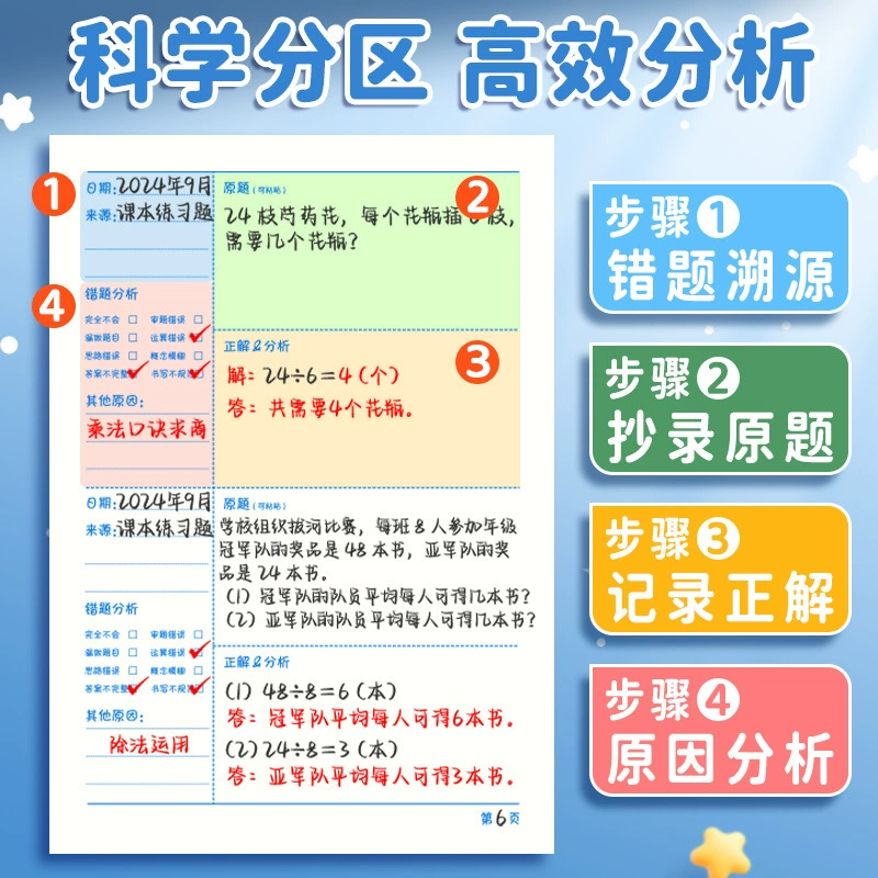 Elementary School Error Correction Practice Books for Math, Chinese, and English in A5/B5 Sizes