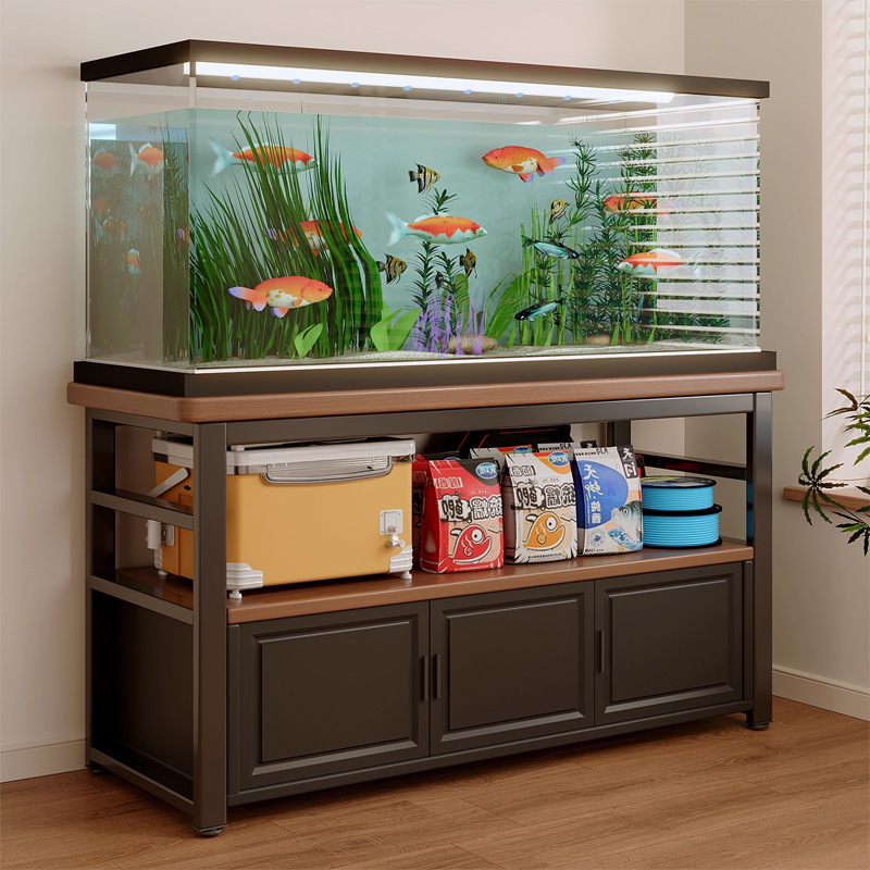 Estante de estanque de pescado piso integrado contra la pared sala de estar dormitorio armario de almacenamiento mesa larga base de cuervo