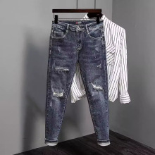 四季做九分男士牛仔裤修身小脚裤韩版潮流百搭休闲潮牌