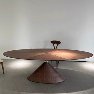 Internet celebrity UFO dining table black walnut Italian designer solid wood villa homestay large flat floor office desk